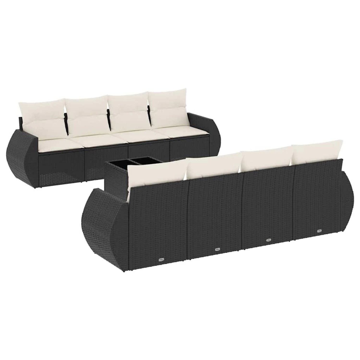vidaXL 9-Tlg Garten-Sofagarnitur mit Kissen Schwarz Poly Rattan 3253483 günstig online kaufen