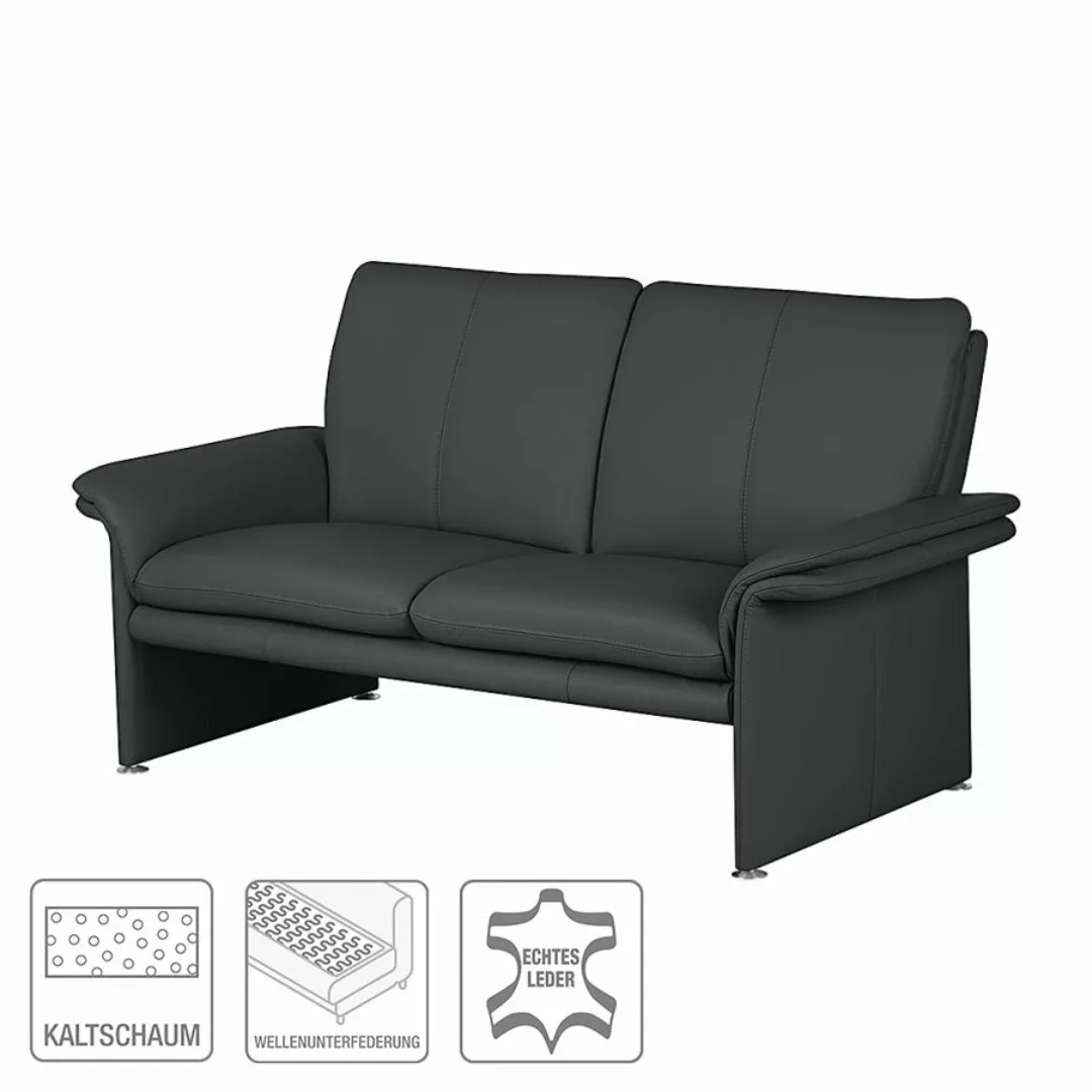 home24 Modoform Sofa Capri 2-Sitzer Anthrazit Echtleder 164x90x88 cm (BxHxT günstig online kaufen
