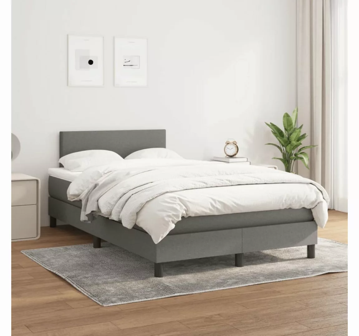 vidaXL Boxspringbett Boxspringbett mit Matratze Dunkelgrau 120x200 cm Stoff günstig online kaufen