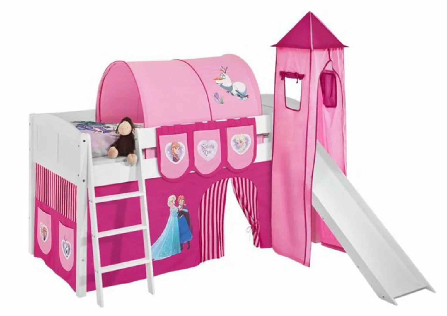 Lilokids Prinzessinbett Hochbett mit Turm & Rutsche IDA 4106 Landhaus weiß günstig online kaufen