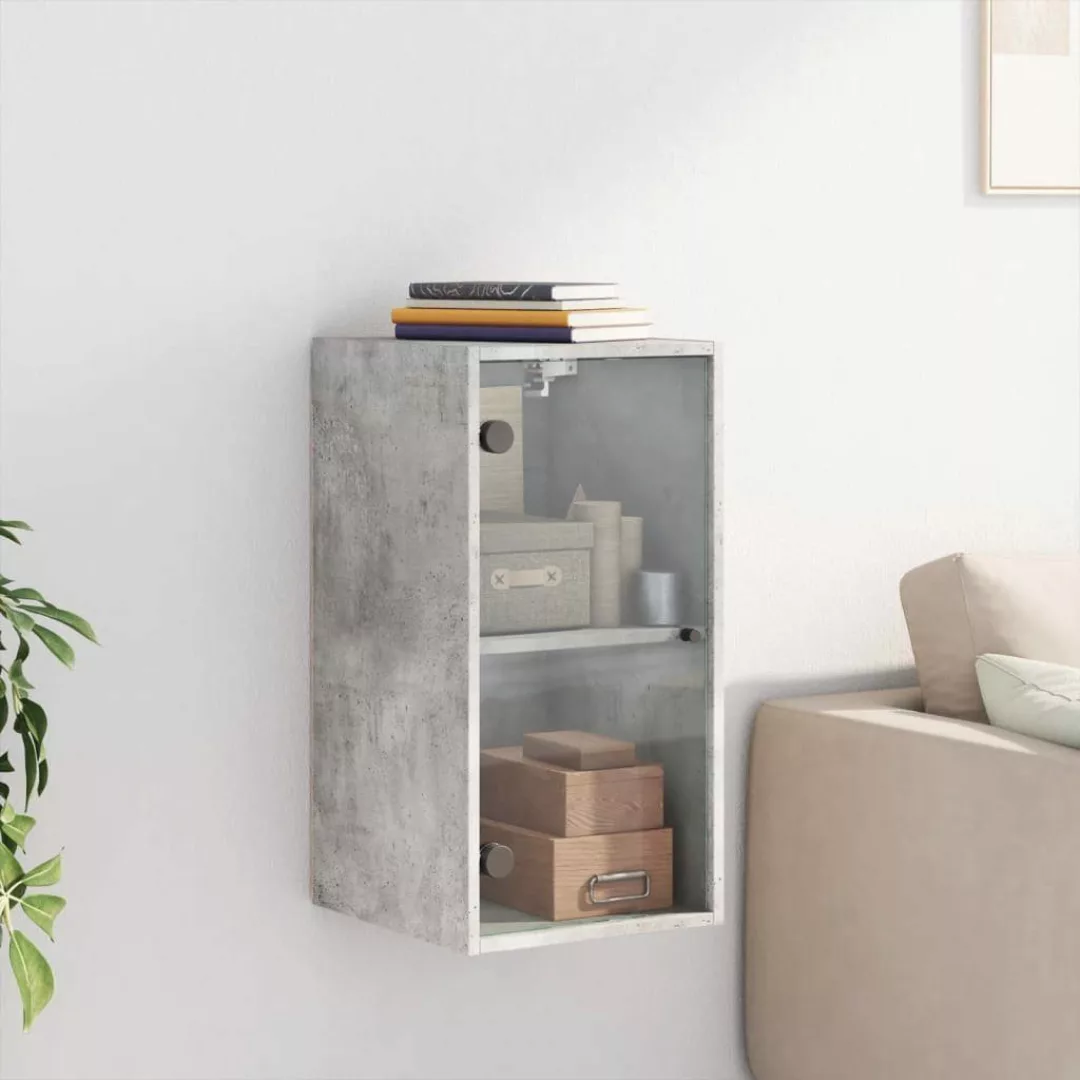 vidaXL Glashängeschrank Wandschrank mit Glastüren Betongrau günstig online kaufen