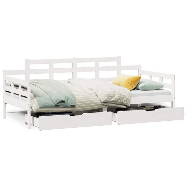 vidaXL Bett, Tagesbett mit Schubladen Weiß 90x190 cm Kiefernholz günstig online kaufen