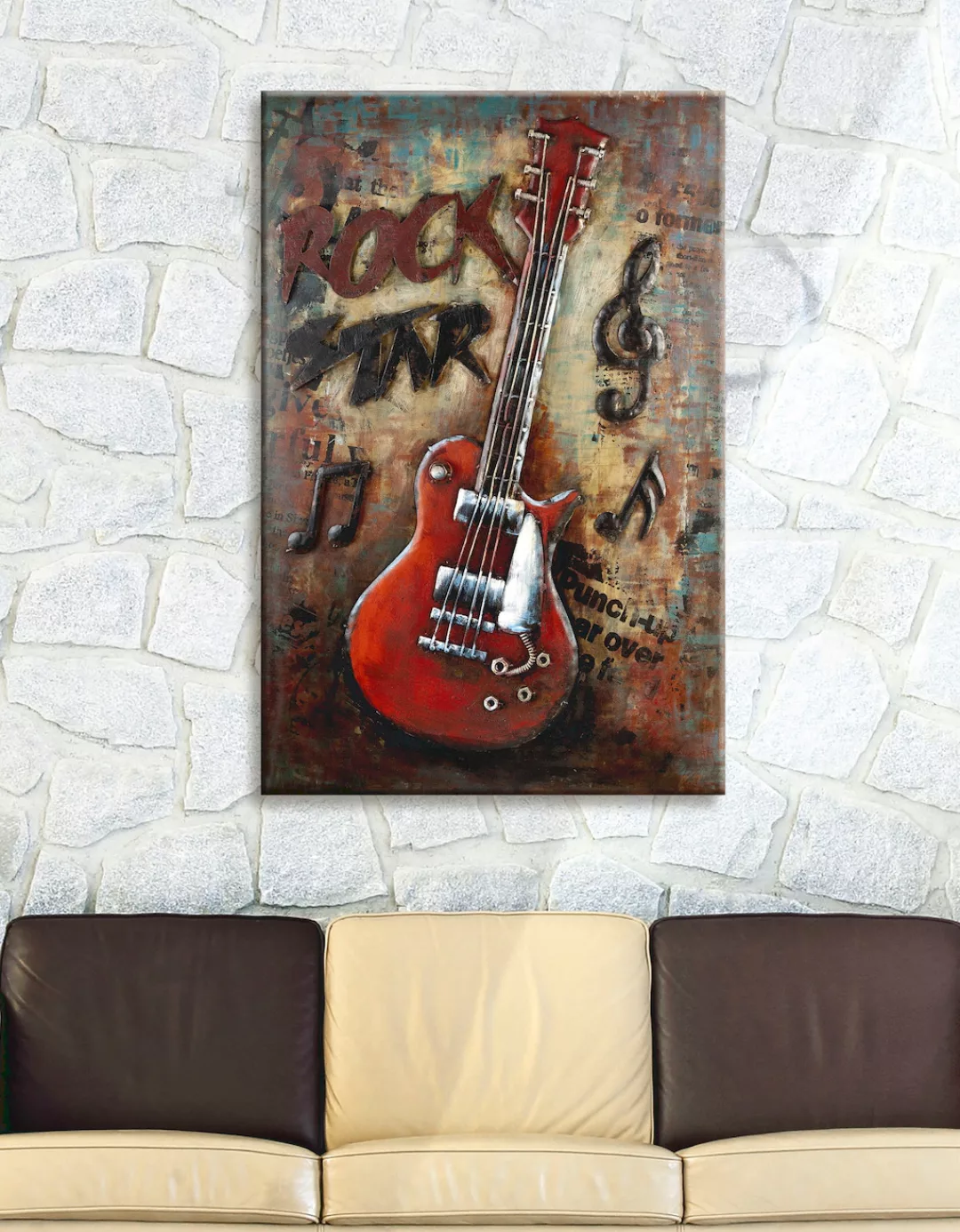 GILDE GALLERY Metallbild "Bild Rockstar", Gitarre, (1 St.), handgefertigt, günstig online kaufen