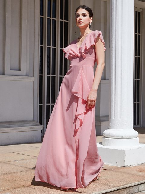 KIKI Abendkleid Einfarbiges, schmal geschnittenes Brautjungfernkleid günstig online kaufen