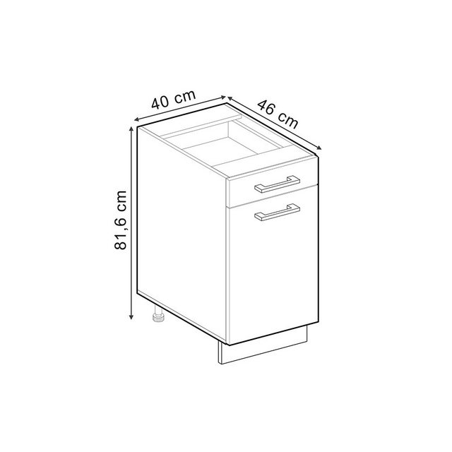 Vicco Unterschrank R-Line, Goldkraft Eiche/Weiß, 40 cm ohne Arbeitsplatte günstig online kaufen