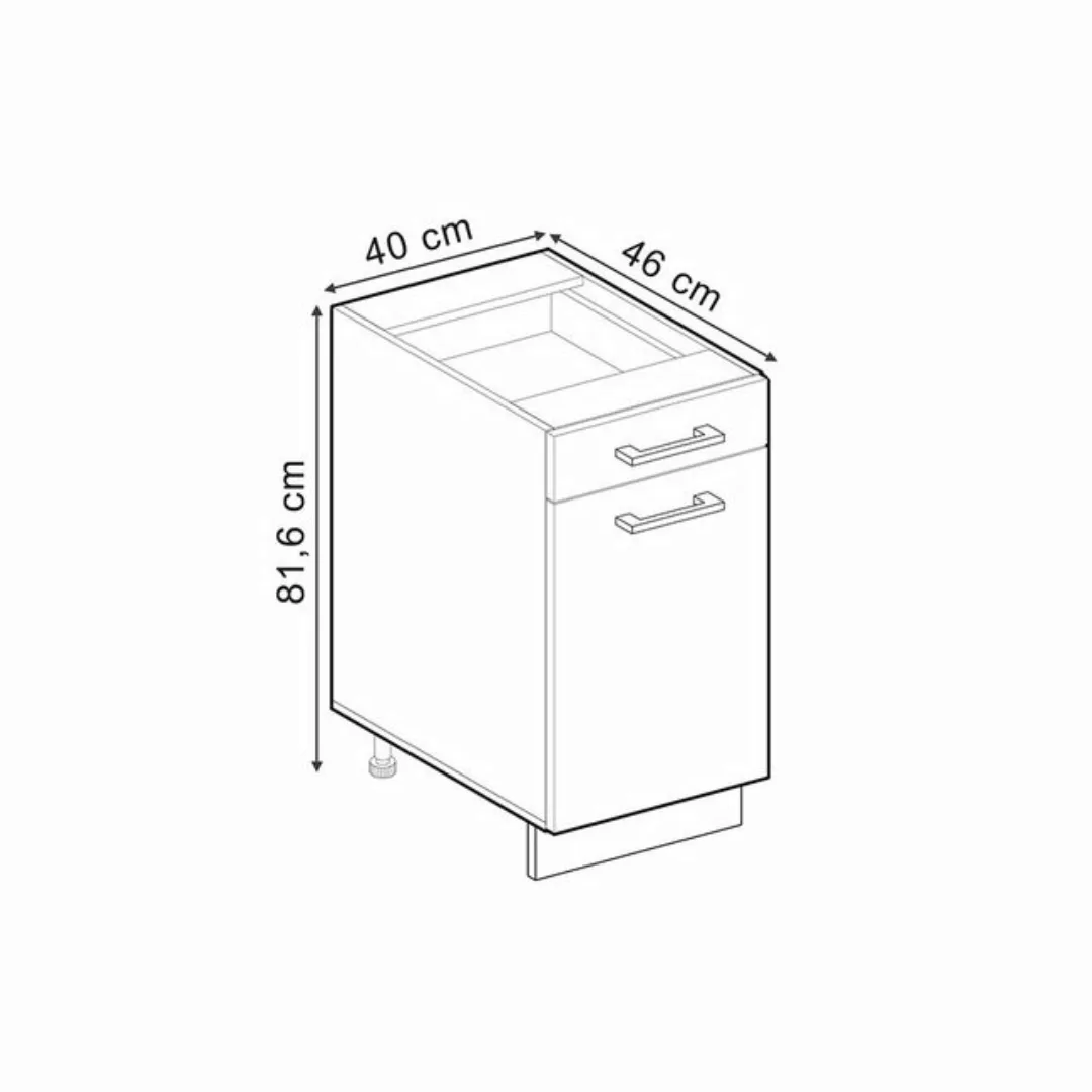 Vicco Unterschrank R-Line, Goldkraft Eiche/Weiß, 40 cm ohne Arbeitsplatte günstig online kaufen