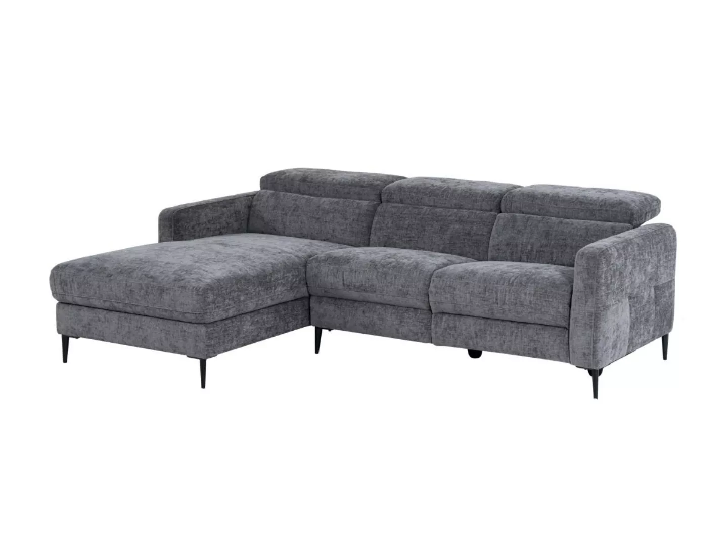 Eckrelaxsofa elektrisch - Ecke links - Stoff - Anthrazitgrau - FUSETA günstig online kaufen