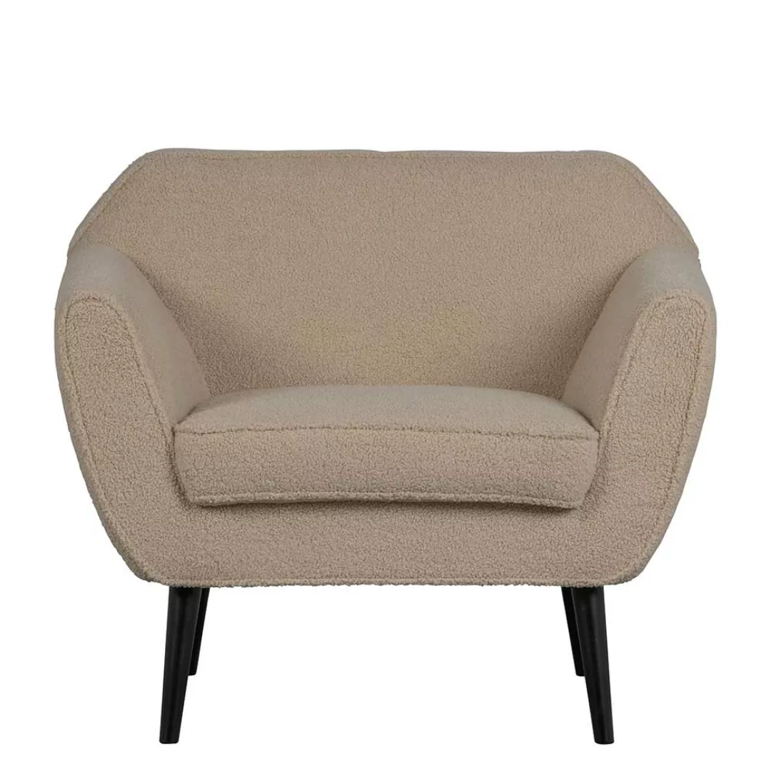 Loungesessel mit Webplüsch Bezug Beige günstig online kaufen