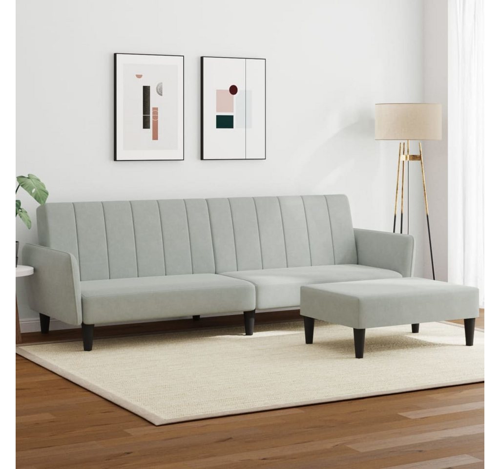 vidaXL Sofa Schlafsofa 2-Sitzer mit Fußhocker Stoff, Modell 4, Hellgrau günstig online kaufen