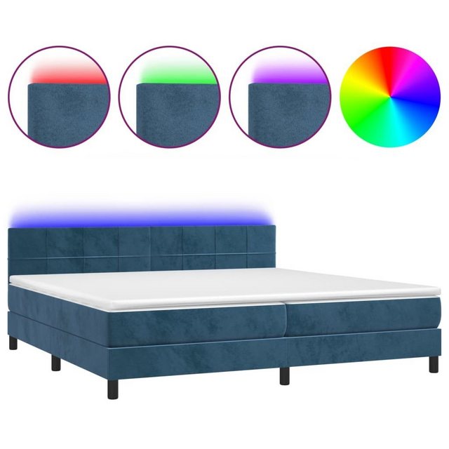 vidaXL Boxspringbett Boxspringbett mit Matratze LED Dunkelblau 200x200 cm S günstig online kaufen