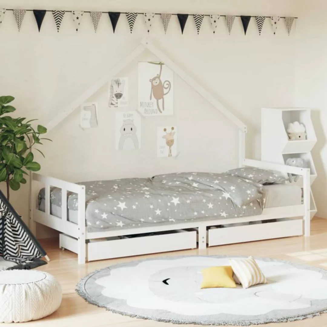 vidaXL Kinderbett Kinderbett mit Schubladen Weiß 90x200 cm Massivholz Kiefe günstig online kaufen
