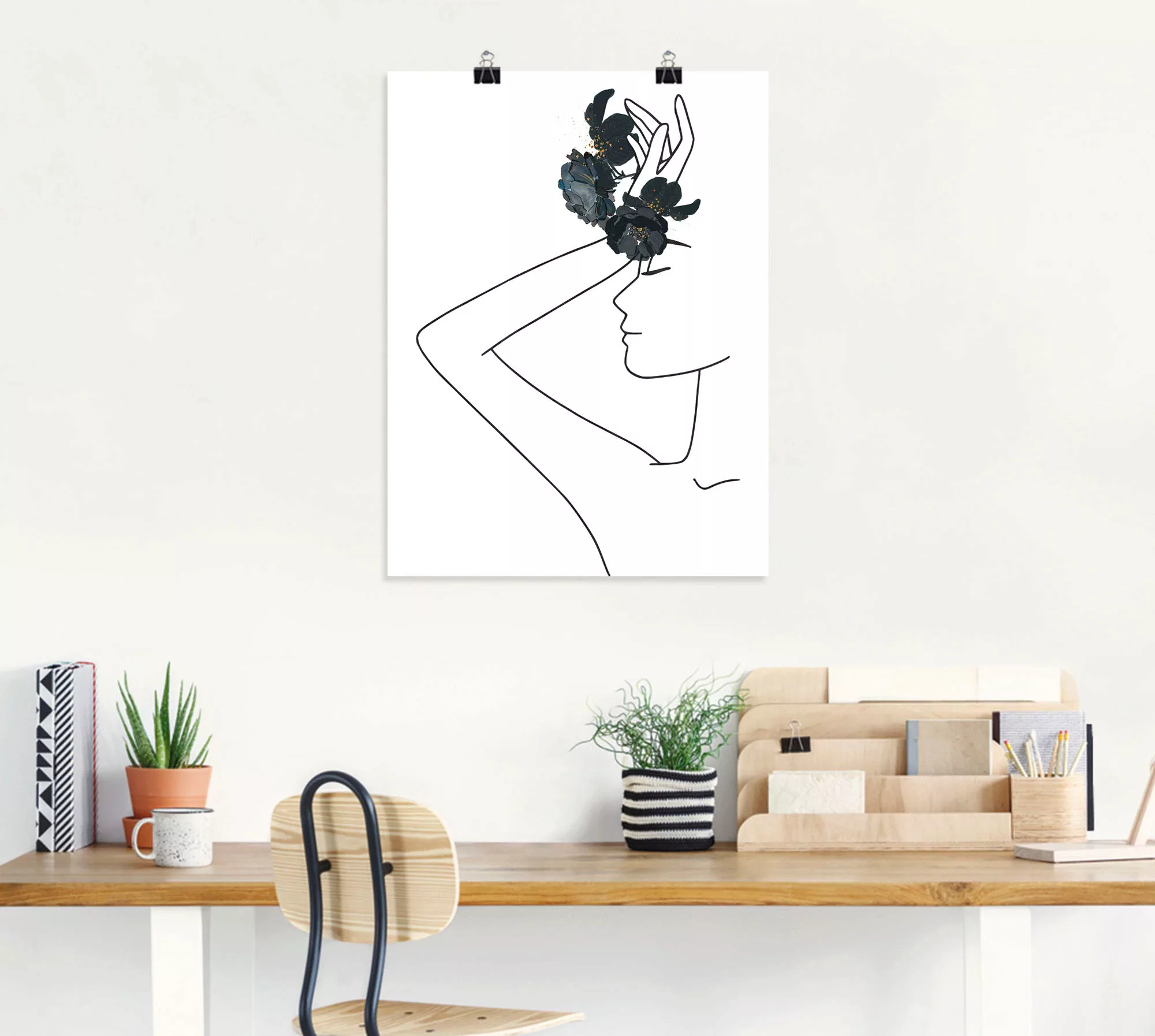 Artland Wandbild "Moderne LineArt Mädchen I", Modebilder, (1 St.) günstig online kaufen