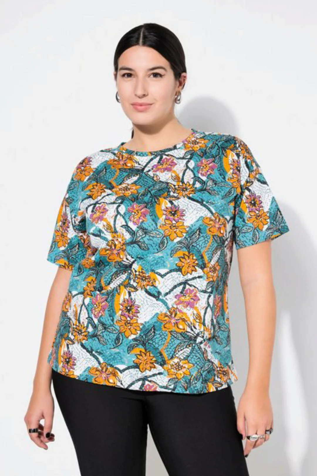 Studio Untold T-Shirt T-Shirt Oversize Shape Flowerprint Halbarm günstig online kaufen