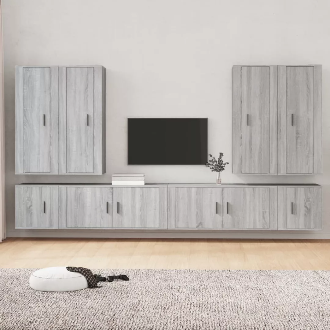 Vidaxl 8-tlg. Tv-schrank-set Grau Sonoma Holzwerkstoff günstig online kaufen