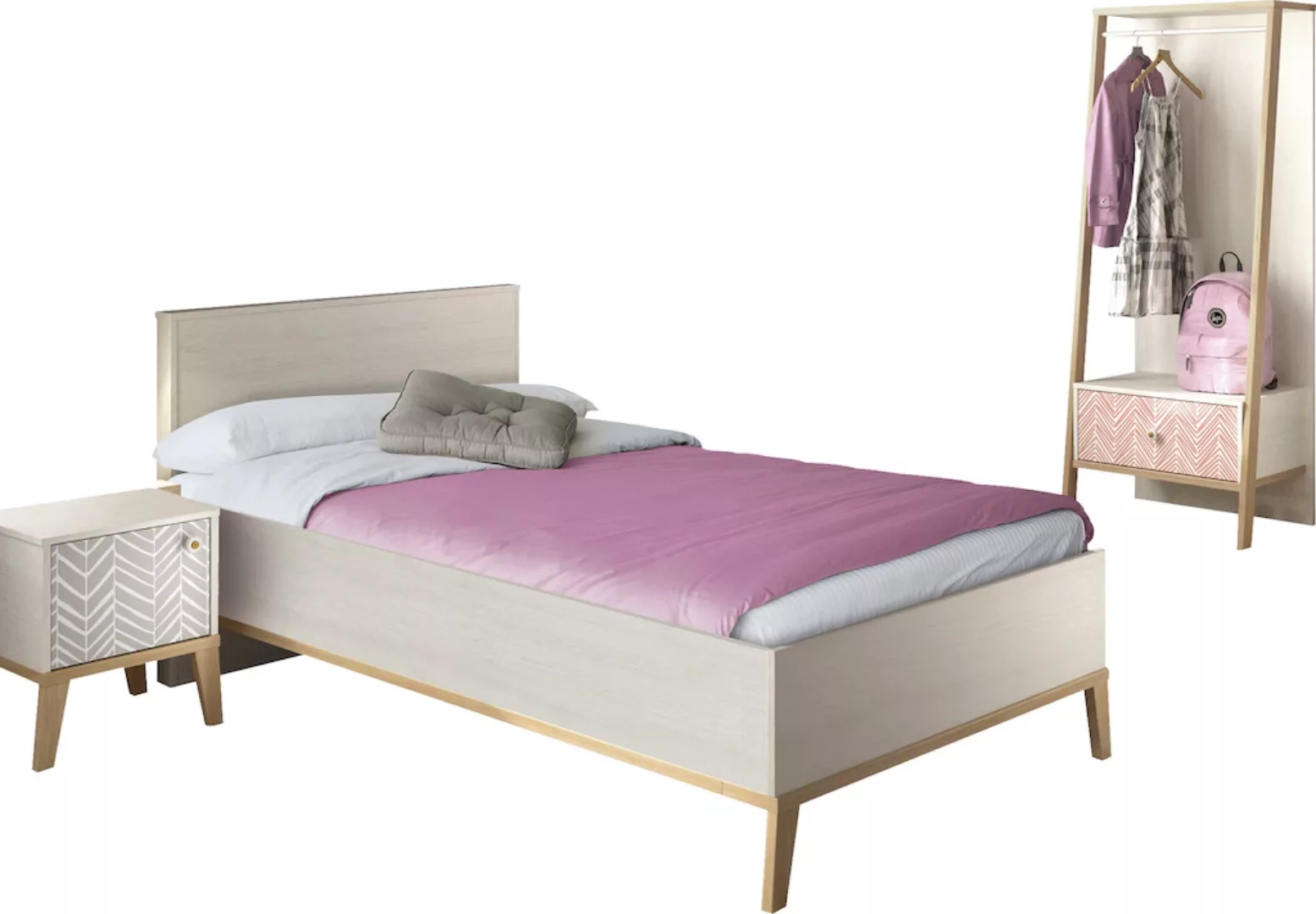 Gami Jugendzimmer-Set "Alika", (Set, 3 tlg., Bett, Nachttisch, Schreibtisch günstig online kaufen