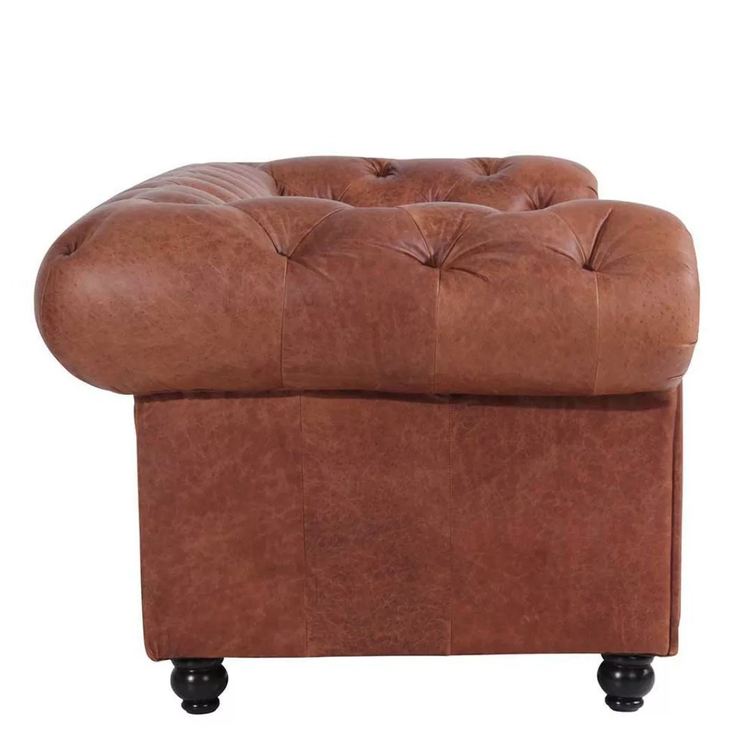 Zweier Sofa Leder Cognac im Chesterfield Stil 196 cm breit günstig online kaufen