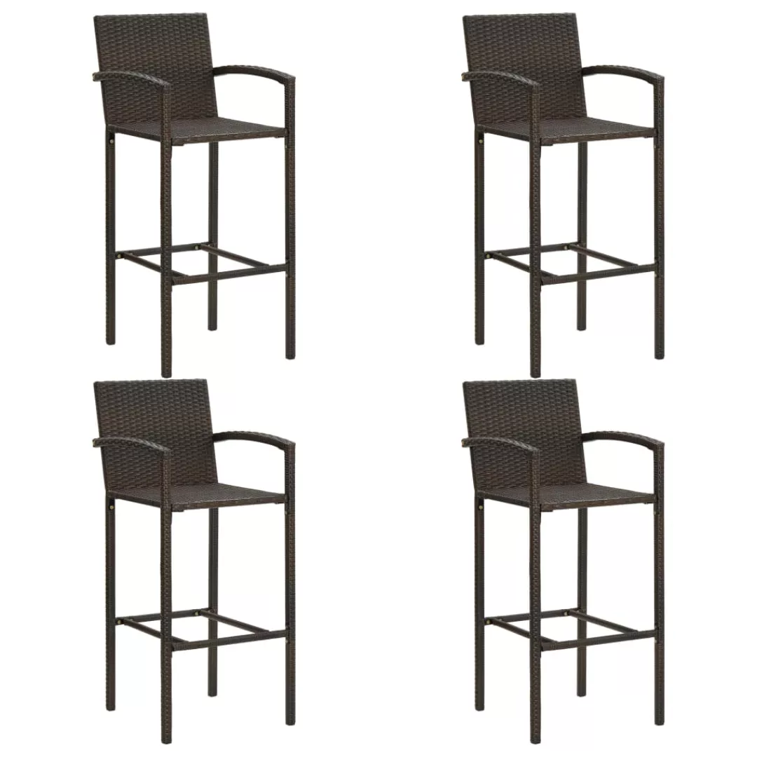 5-tlg. Garten-bar-set Mit Armlehnen Poly Rattan Braun günstig online kaufen