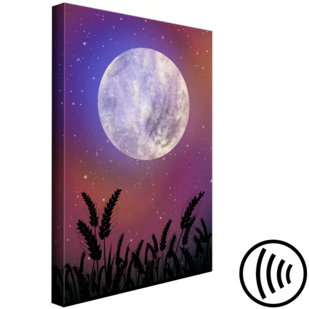 Leinwandbild Violetter Schein – eine surreale Mondlandschaft und ein Sterne günstig online kaufen