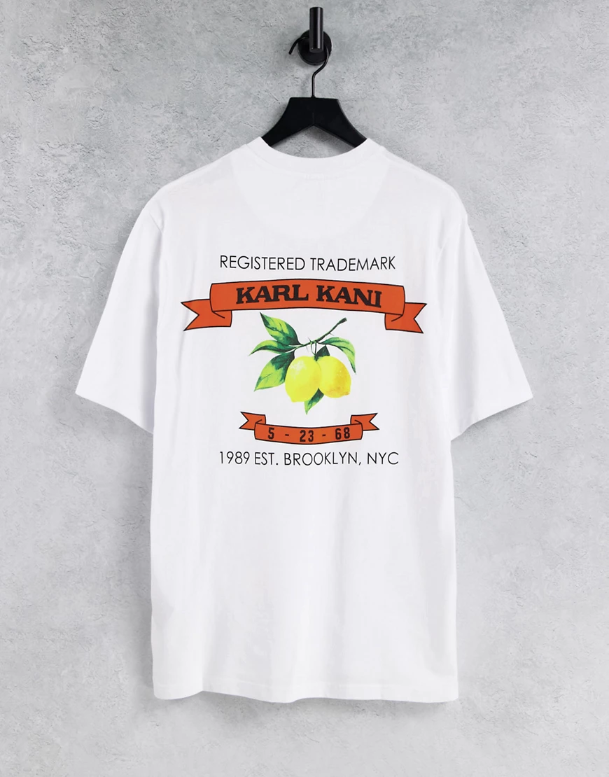 Karl Kani – Oversize-T-Shirt mit Retro-Fruchtlogo-Weiß günstig online kaufen