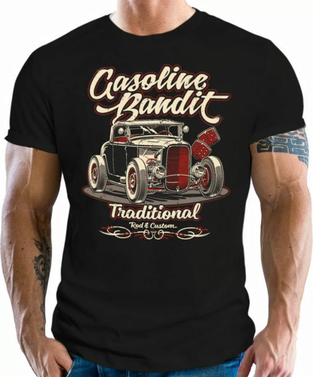 GASOLINE BANDIT® T-Shirt für Rockabilly Hot-Rod Racer: Traditional Rod & Cu günstig online kaufen