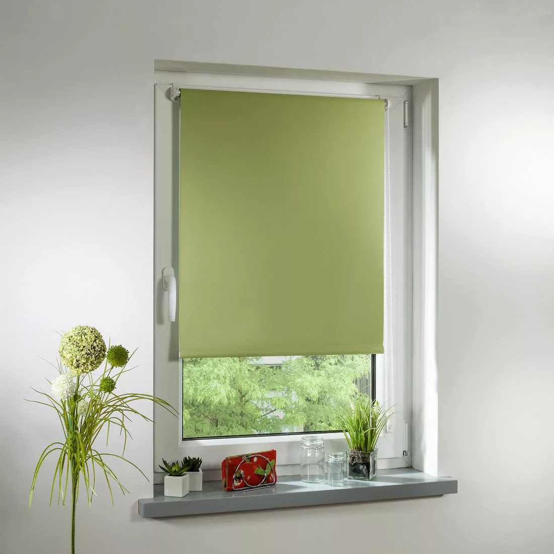 Thermo Klebe-/Klemmrollo Verdunklungsqualität grün B/L: ca. 45x150 cm günstig online kaufen