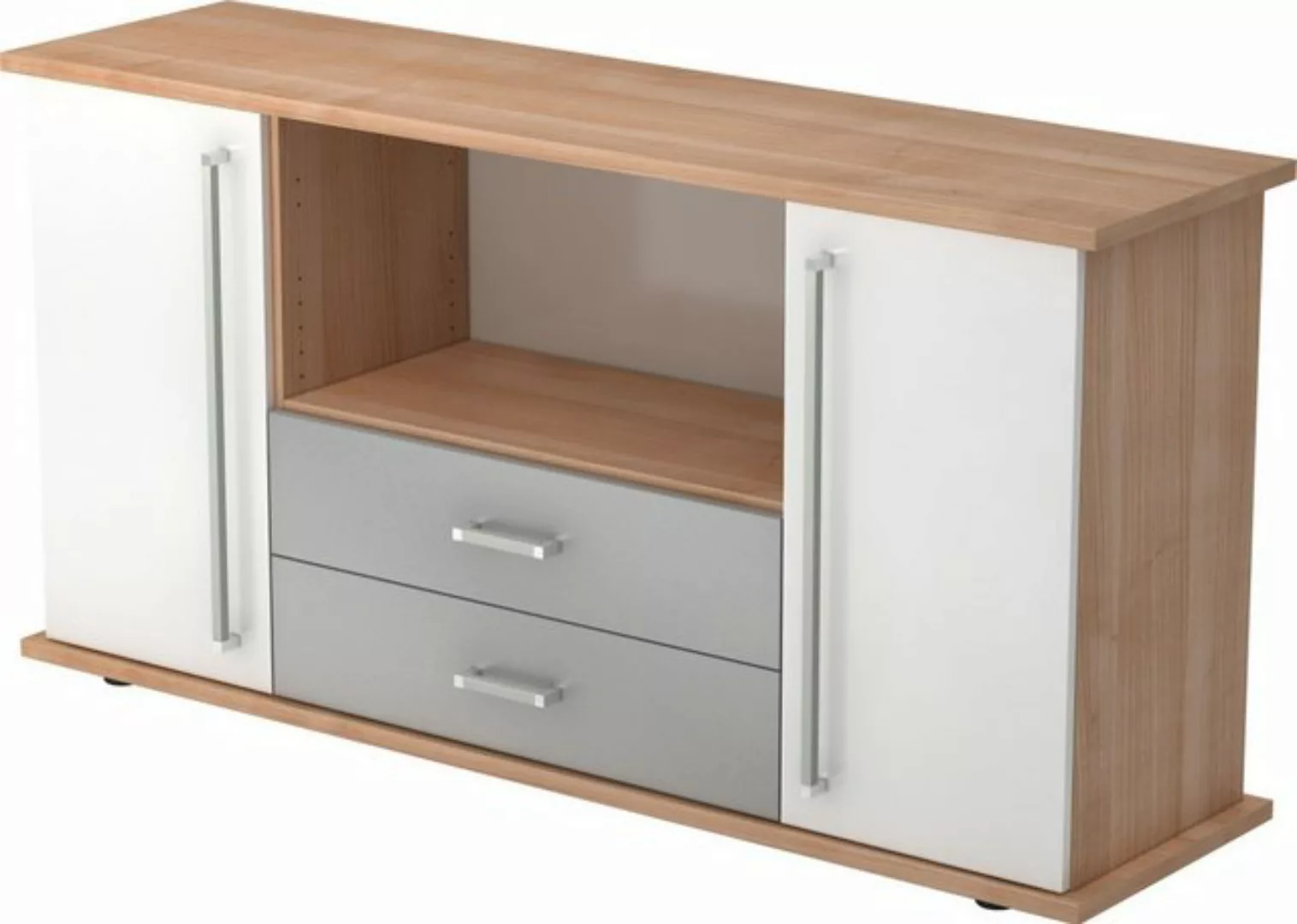 Aktenschrank Sideboard SB 2OH 2 Schübe BxTxH 166,1x44,8x84cm Griff SG Nussb günstig online kaufen