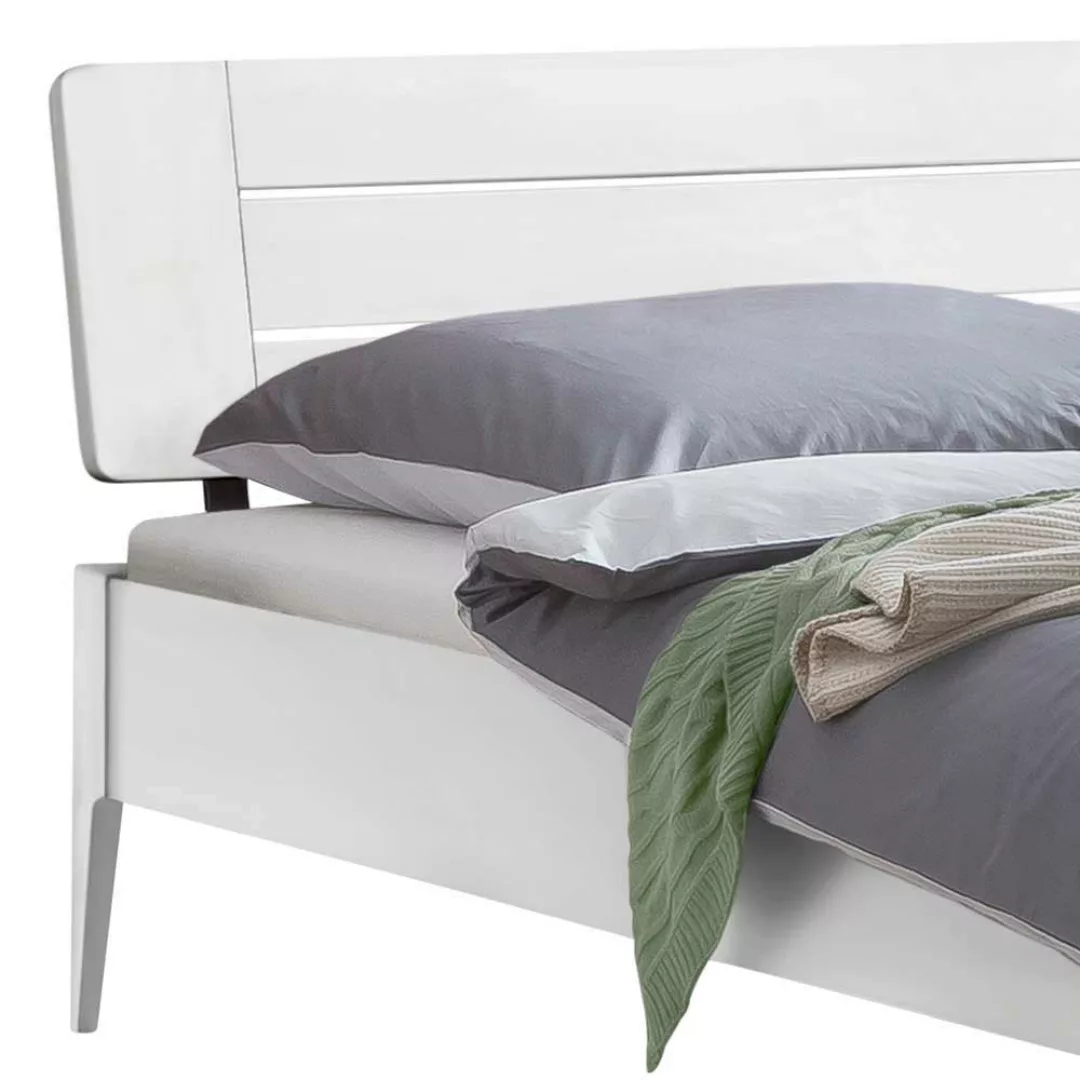 Massivholz Bett weiss Buche lackiert 160x200 cm und 180x200 cm günstig online kaufen