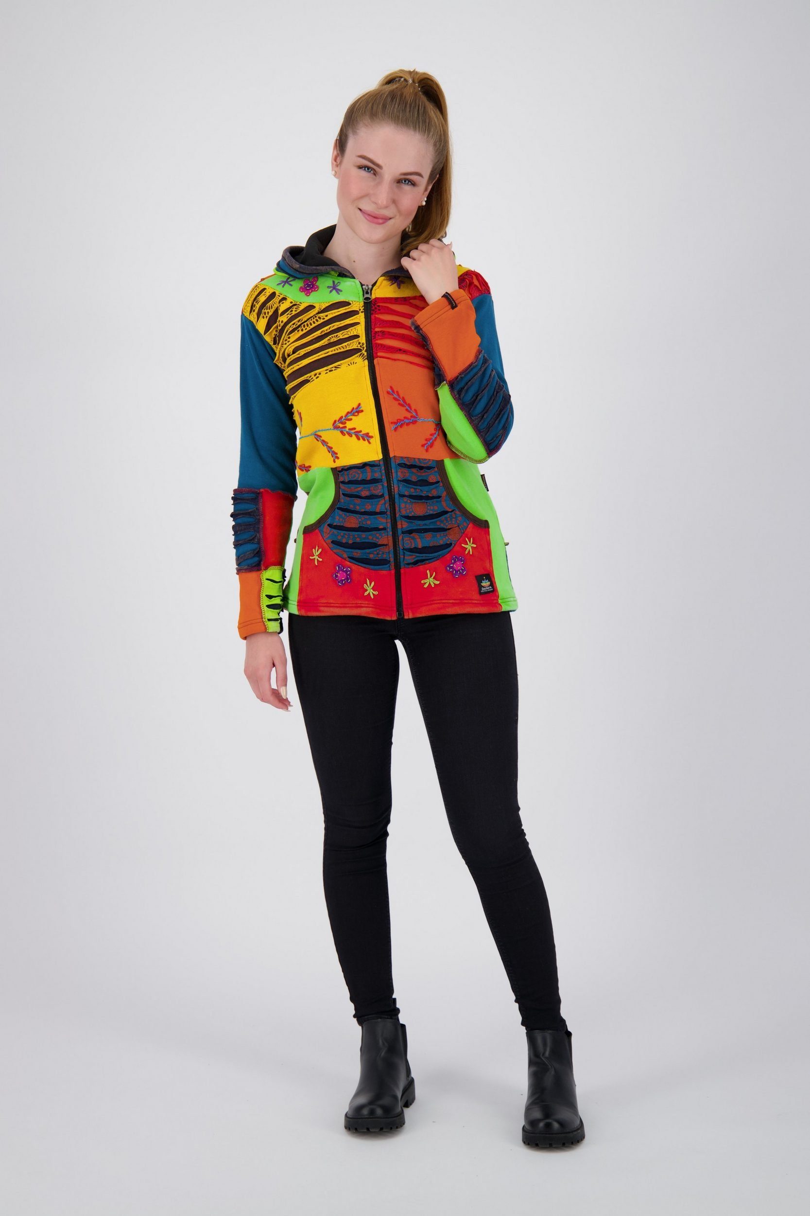 DEPROC Active Fleecejacke "Patchwork Multicolor NUNAVUT II NEW FLOWER POWER günstig online kaufen