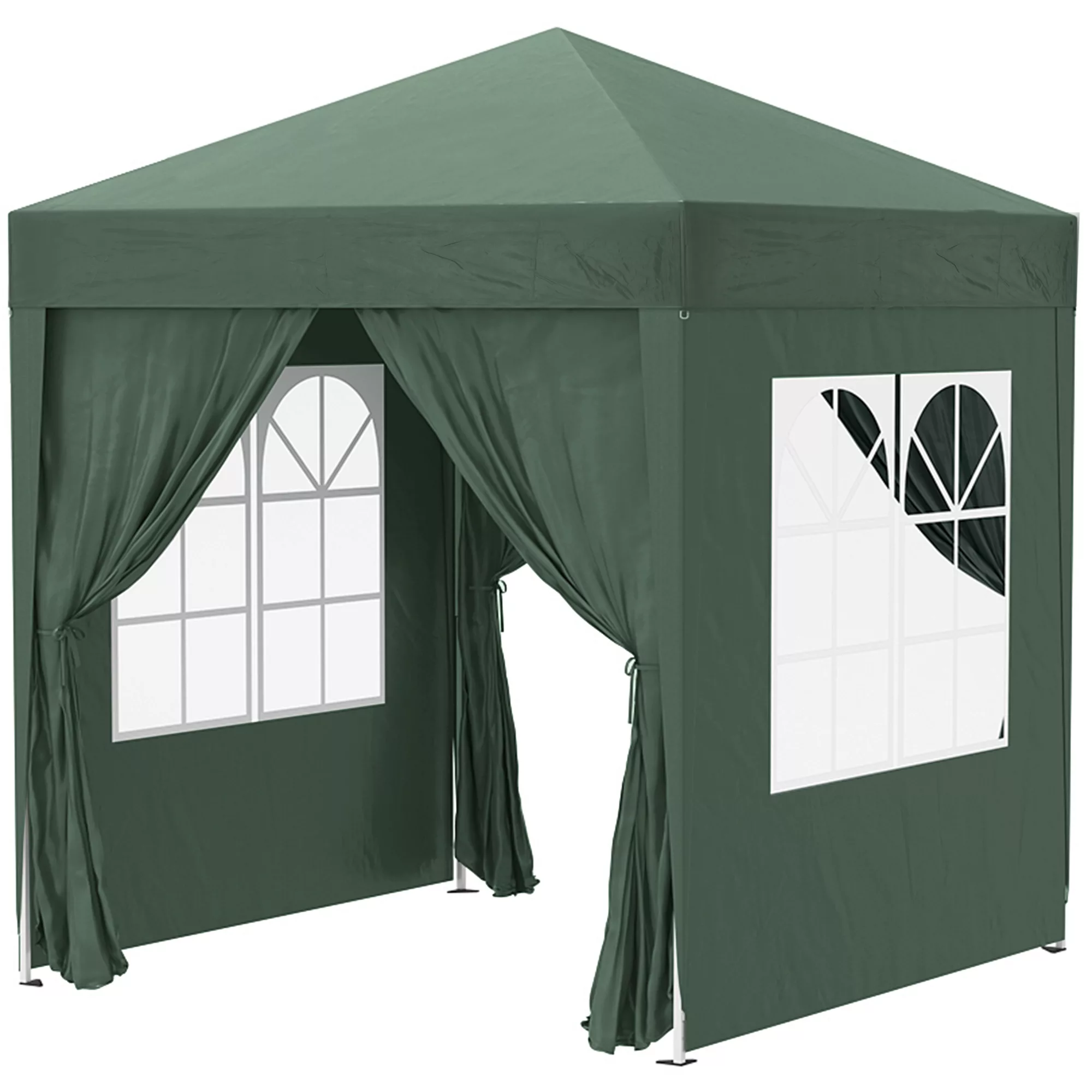 Outsunny Faltpavillon 2 x 2m Pavillon mit 4 Seitenwänden, Fenster, Festzelt günstig online kaufen