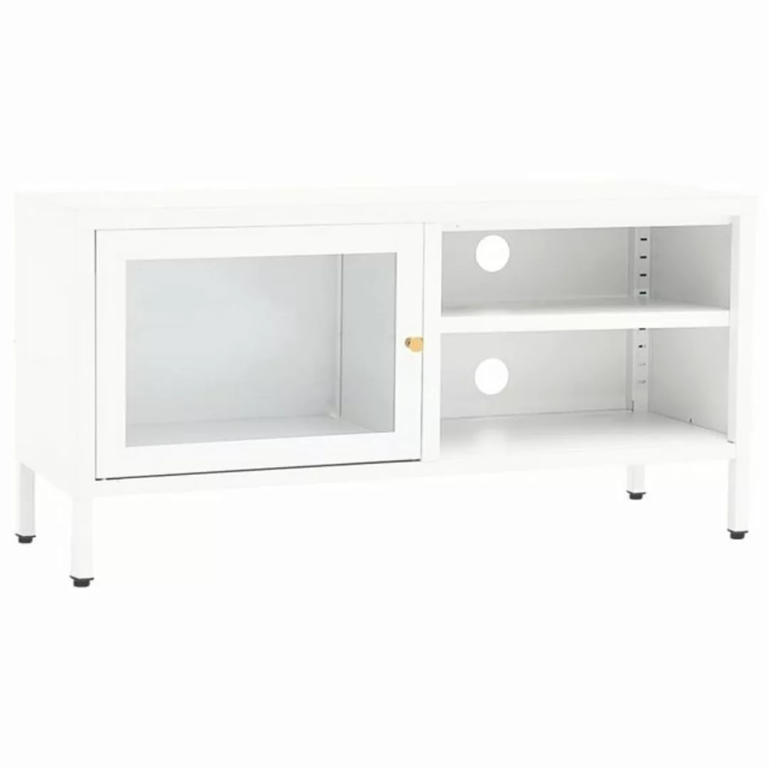 furnicato TV-Schrank Weiß 90x30x44 cm Stahl und Glas günstig online kaufen