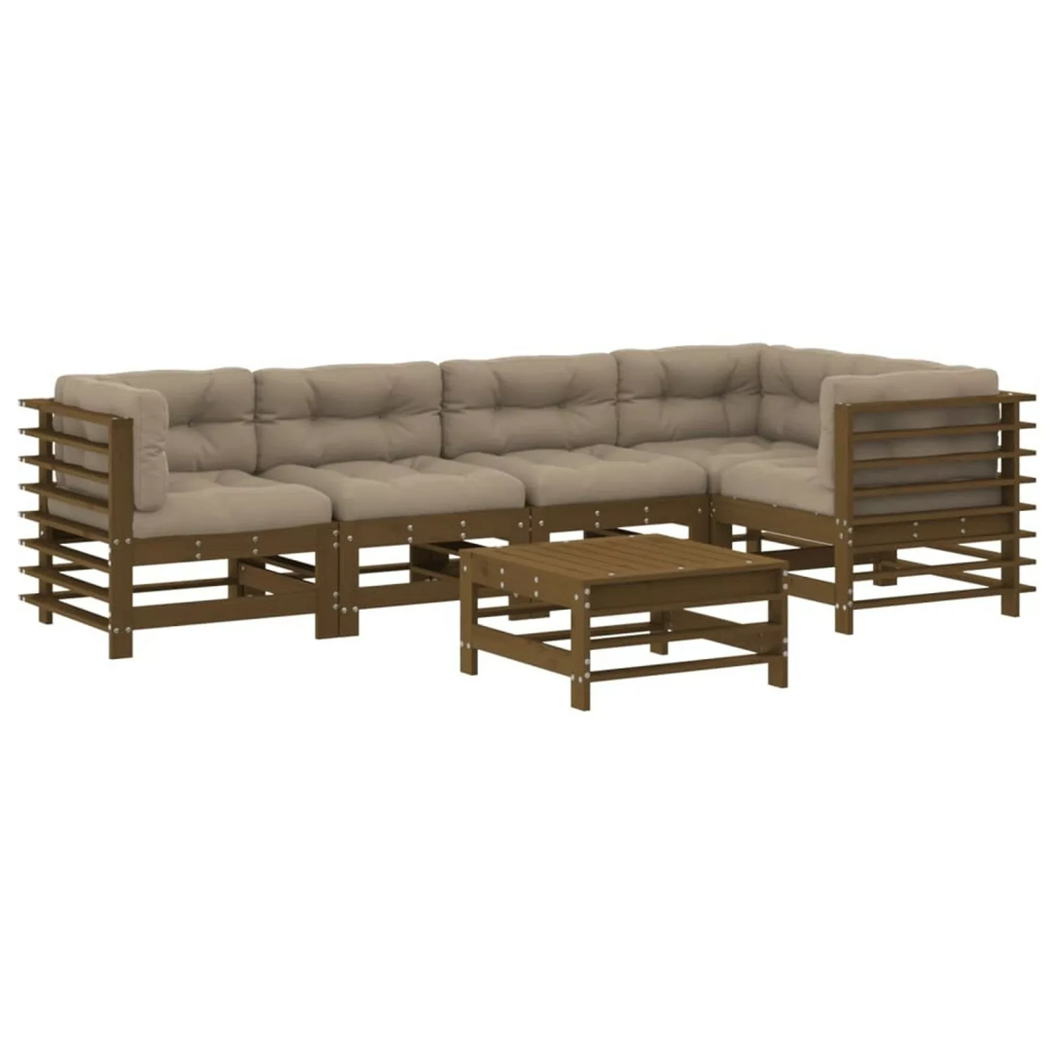 vidaXL 6-tlg Garten-Lounge-Set mit Kissen Honigbraun Massivholz Modell 9 günstig online kaufen