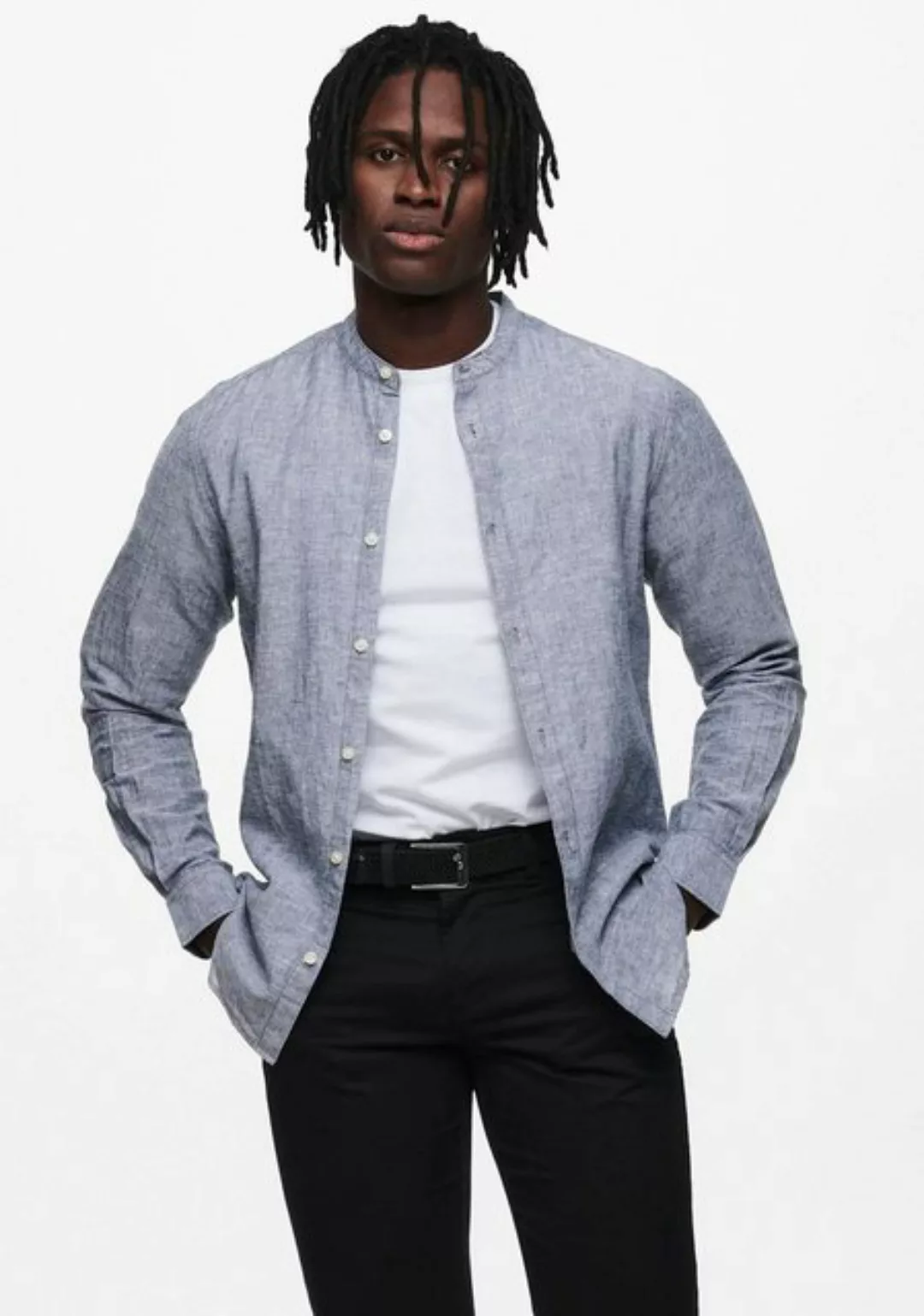 ONLY & SONS Langarmhemd ONSCAIDEN LS SOLID LINEN MAO SHIRT NOOS günstig online kaufen