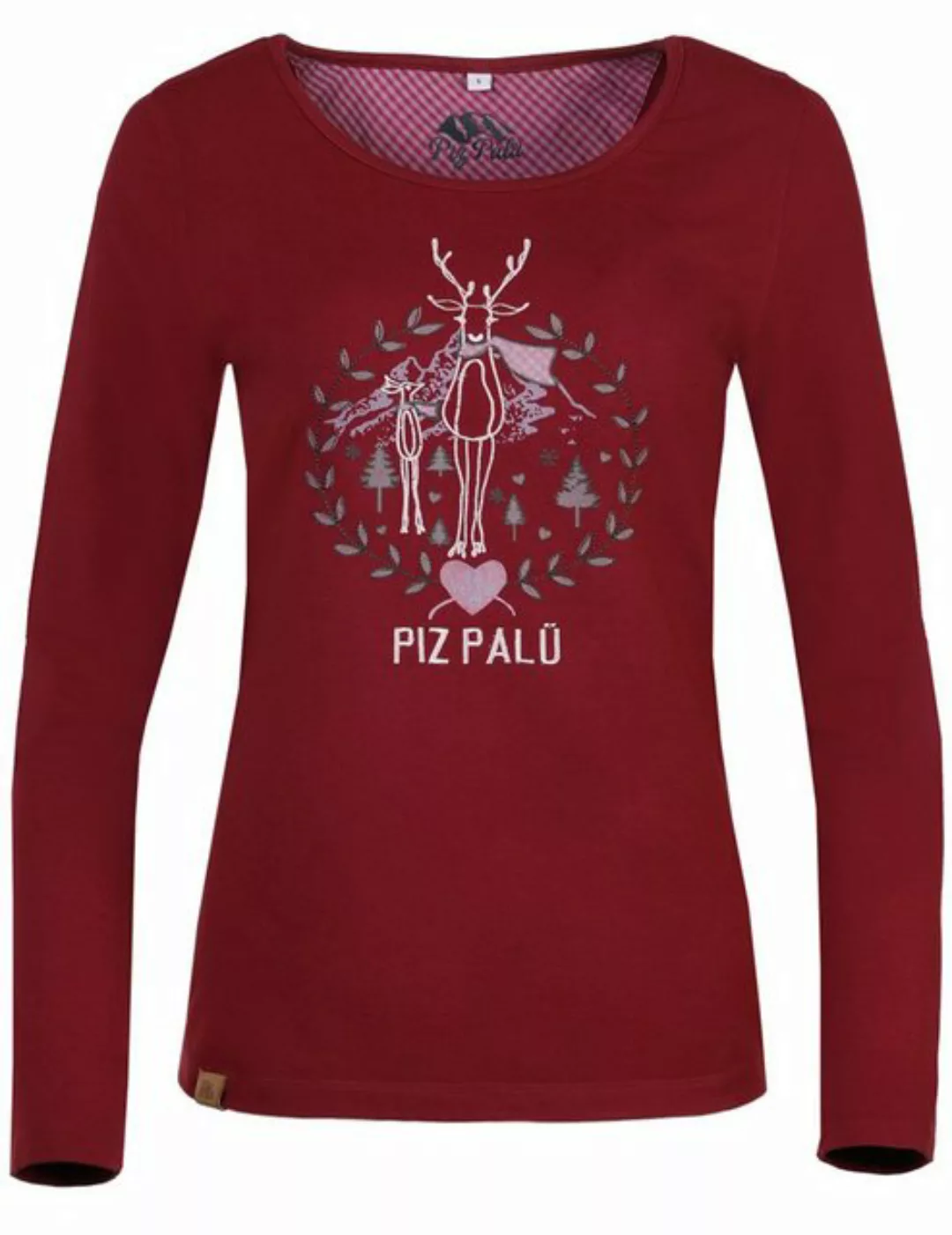 Piz Palü Trachtenshirt Longsleeve Damen - GERACH - burgund, offweiß günstig online kaufen