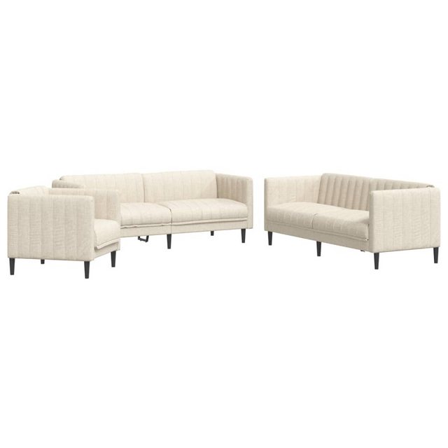 vidaXL Sofa, 3-tlg. Sofagarnitur Creme Stoff günstig online kaufen