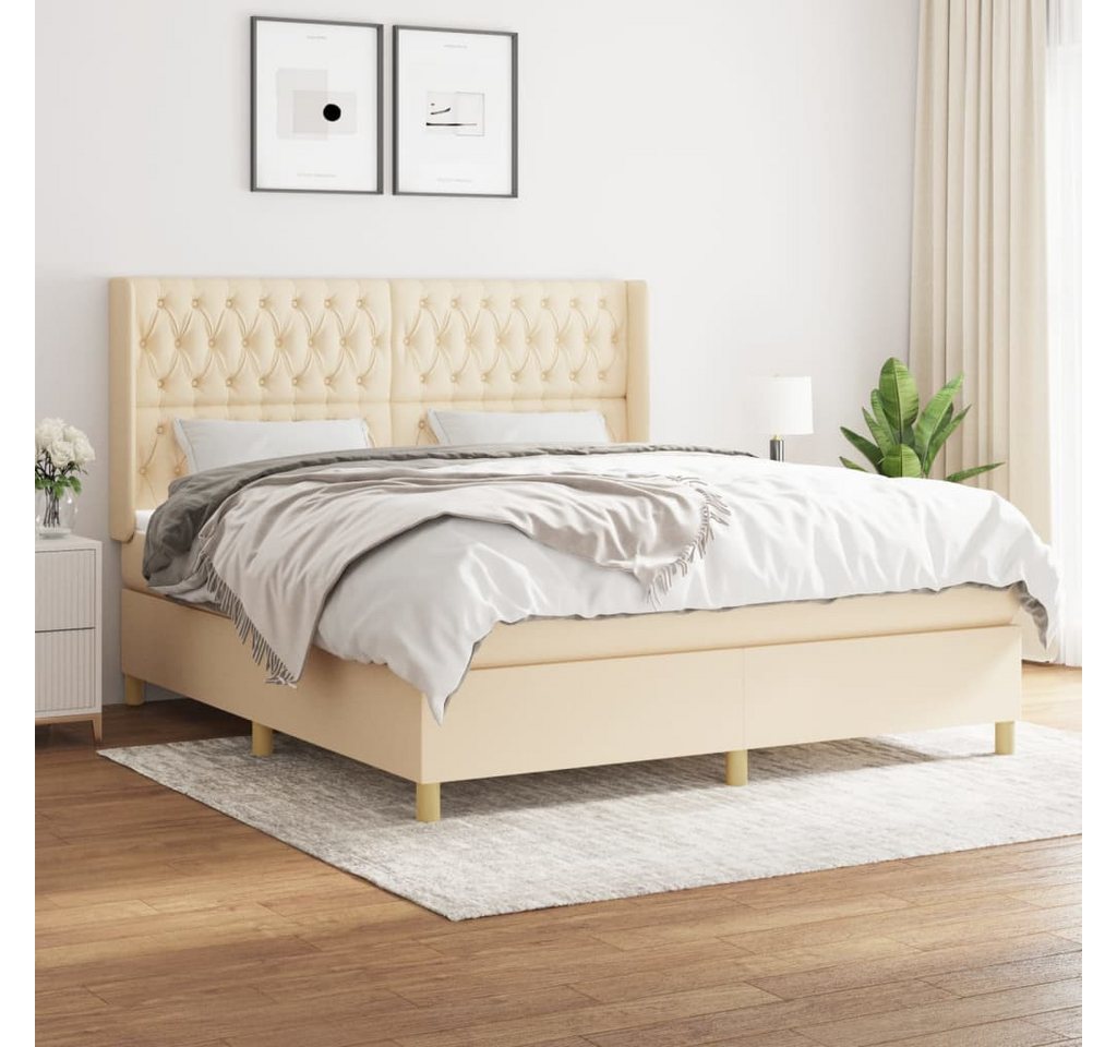 vidaXL Boxspringbett Boxspringbett mit Matratze Creme 180x200 cm Stoff Bett günstig online kaufen