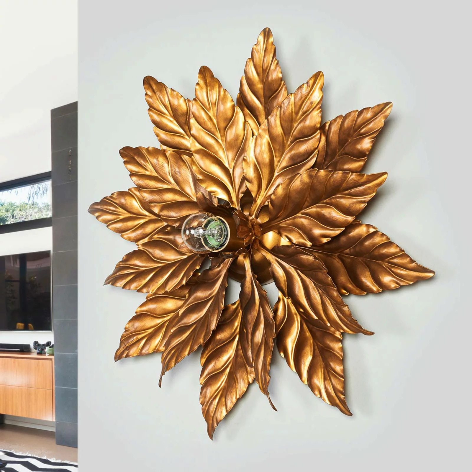 Wandleuchte Antik mit goldenen Blättern 40 cm günstig online kaufen