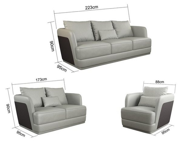 Xlmoebel Sofa 3-Sitzer Design Ledersofa in modernem Stil - XXL Couch in neu günstig online kaufen