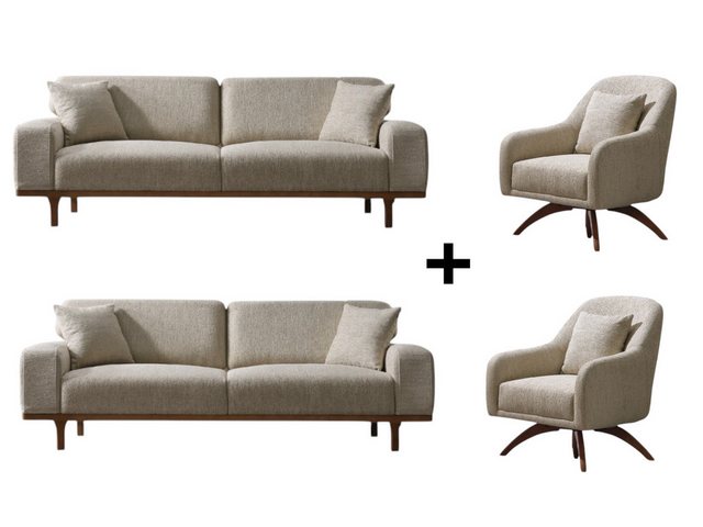 BENEDO MÖBEL Polstergarnitur Vesta Sofa Handarbeit Massivholz Hochwertiger günstig online kaufen