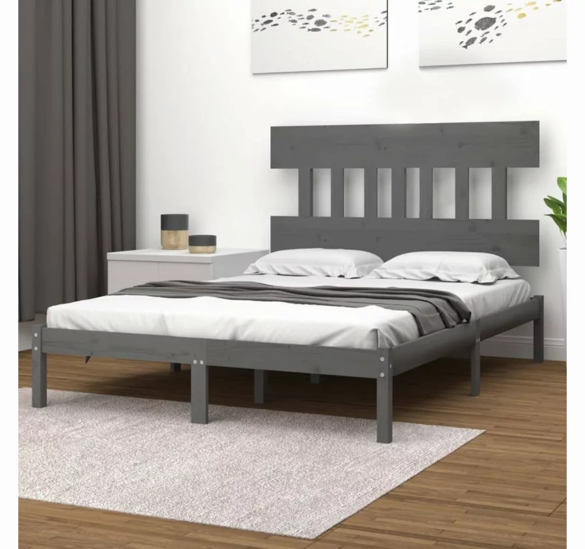 furnicato Bett Massivholzbett Grau 200x200 cm günstig online kaufen