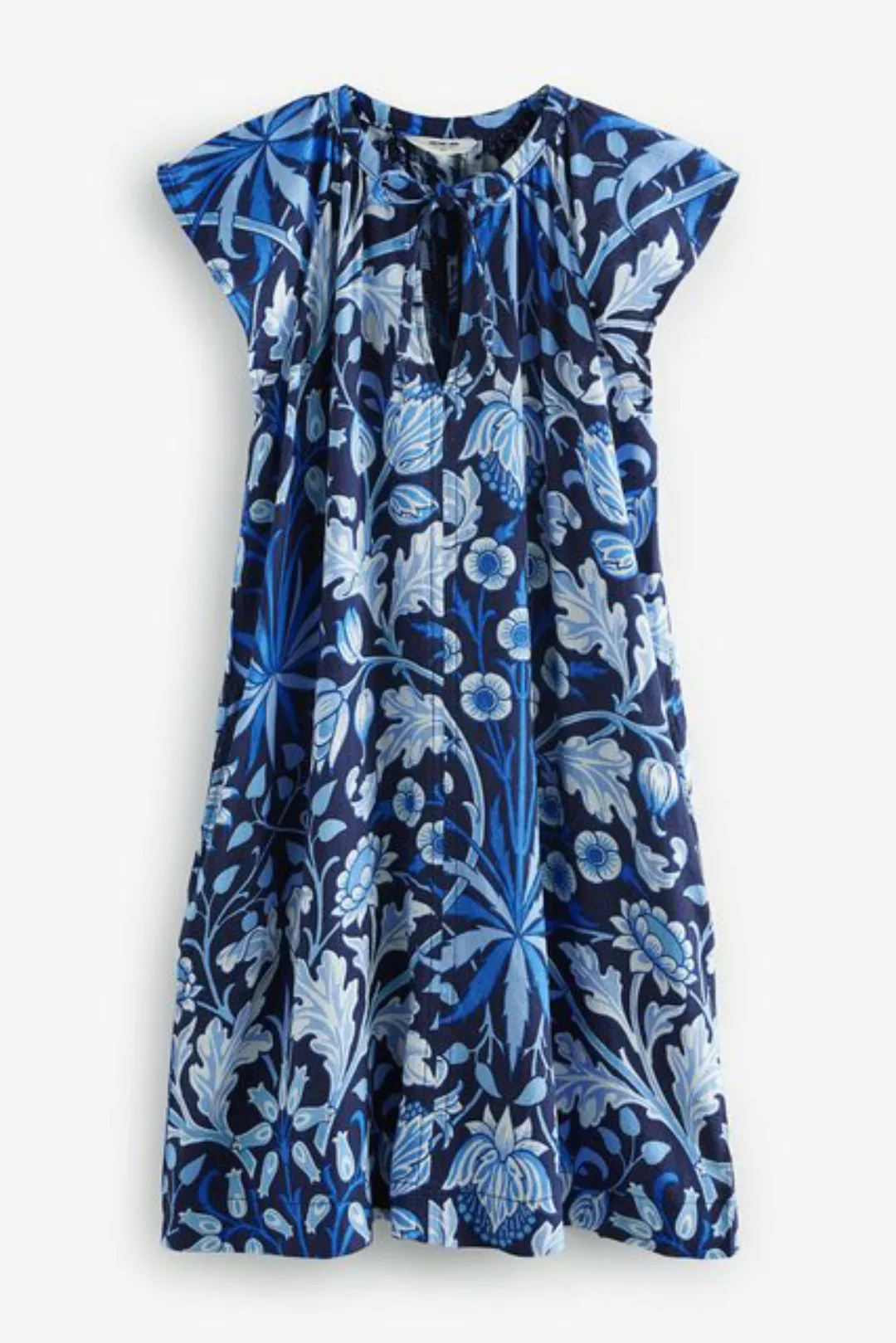 Next Sommerkleid Minikleid aus Leinengemisch mit Bindekragen (1-tlg) günstig online kaufen