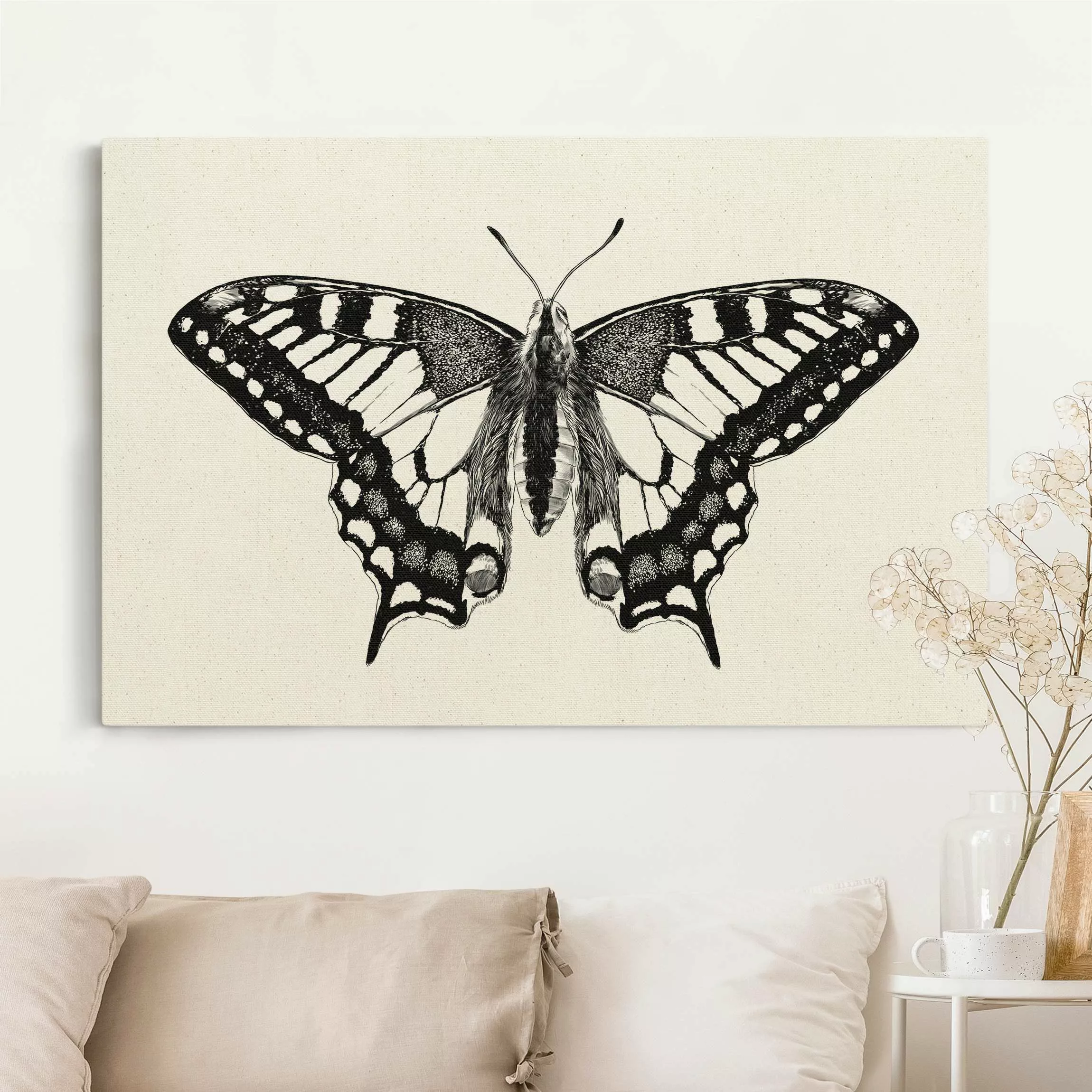 Leinwandbild auf Naturcanvas Illustration fliegender Schwalbenschwanz Schwa günstig online kaufen