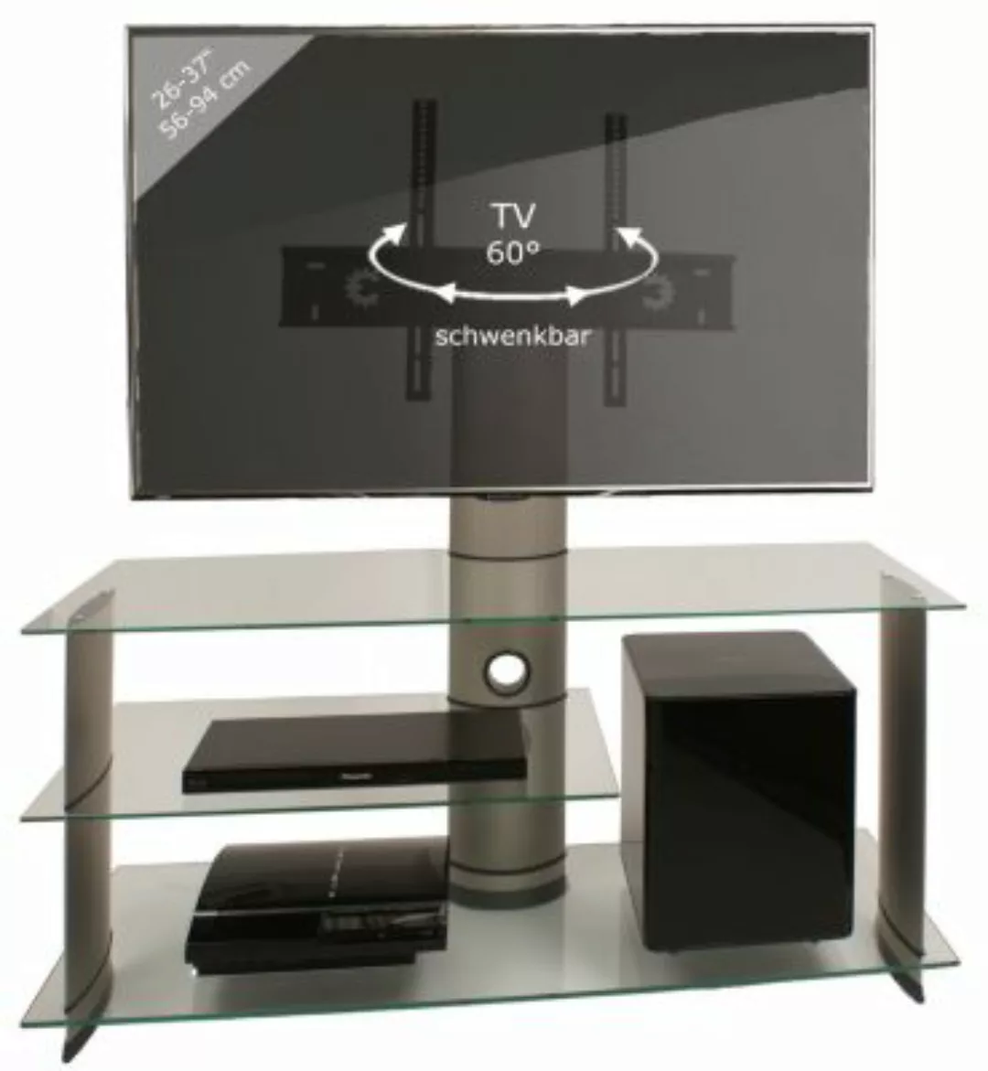 VCM TV Möbel Fernsehschrank Rack Fernseh Subwoofer Alu Glas Tisch Bulmo Sil günstig online kaufen