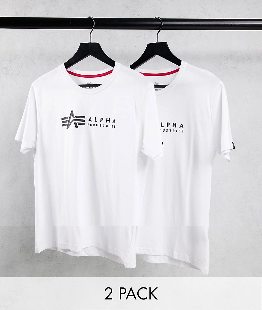 Alpha Industries – T-Shirts in Weiß mit Logo vorne im 2er-Pack günstig online kaufen