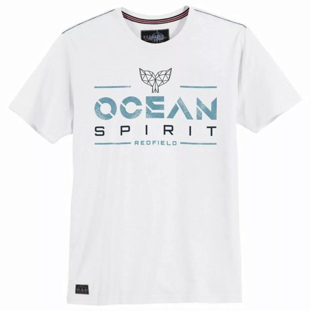 redfield Rundhalsshirt Große Größen Herren T-Shirt weiß Print Ocean Spirit günstig online kaufen