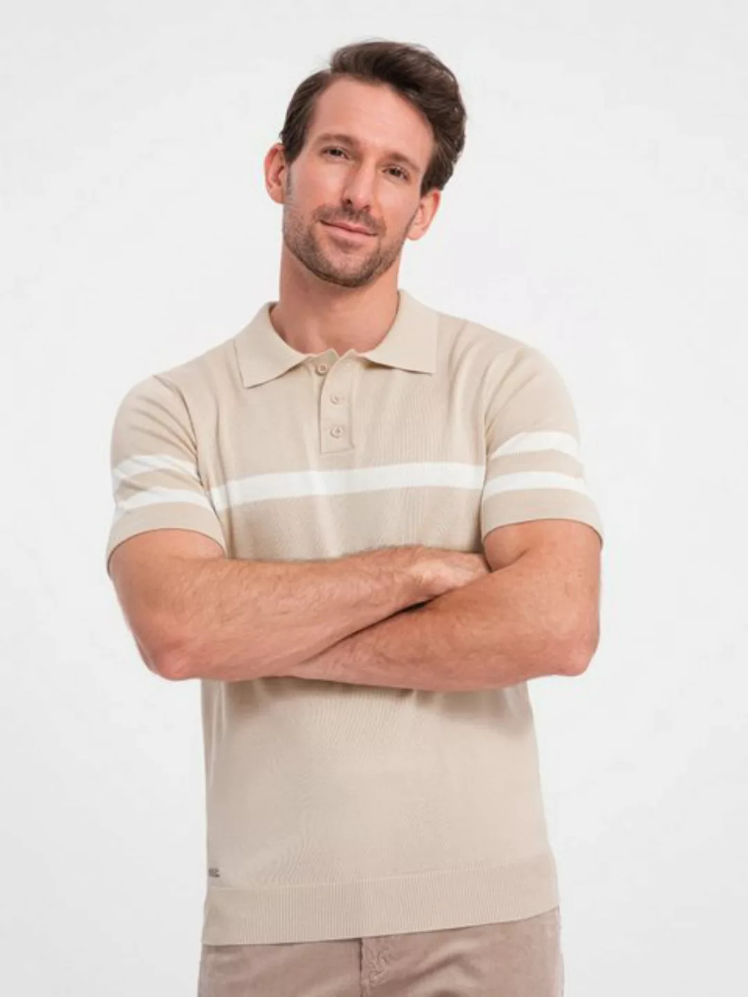 OMBRE Poloshirt Herren-Poloshirt aus weichem Strick mit kontrastierenden St günstig online kaufen