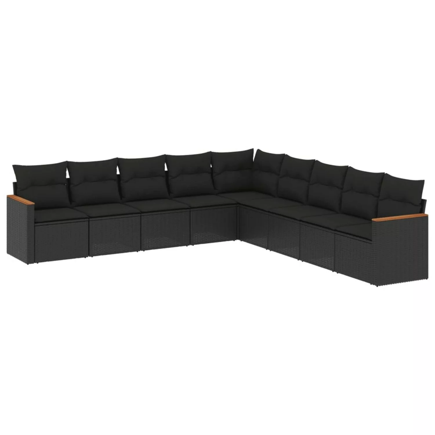 vidaXL 9-tlg Garten-Sofagarnitur mit Kissen Schwarz Poly Rattan Modell 160 günstig online kaufen