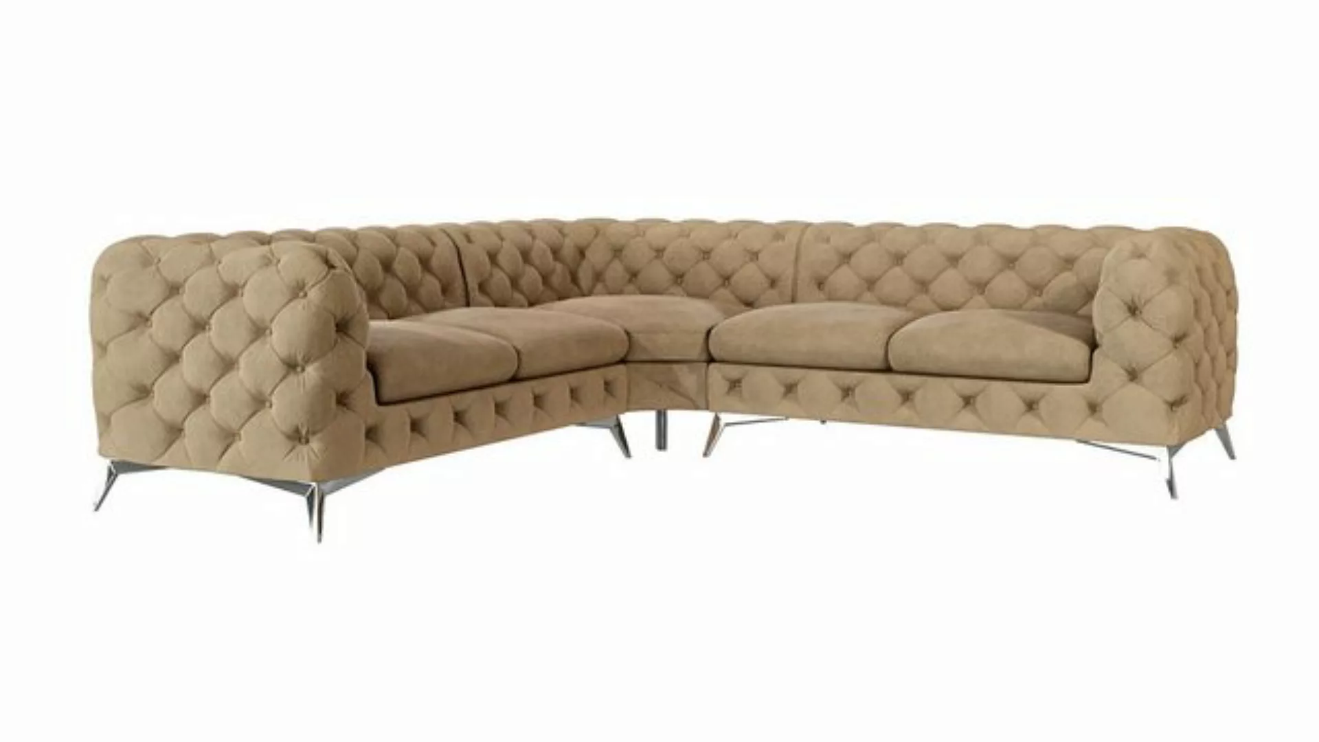 S-Style Möbel Ecksofa Chesterfield Kalina mit Silber Metall Füßen, mit Well günstig online kaufen