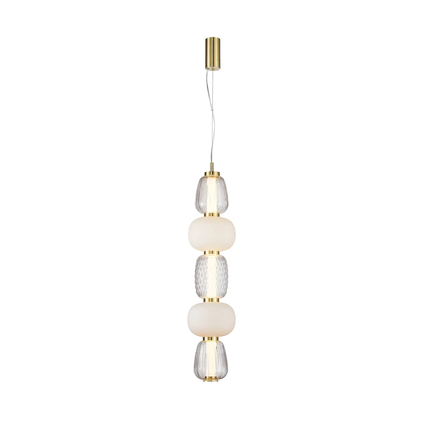 LOOM DESIGN LED-Hängelampe Pearl 5 amber/gold Glas Höhe 78cm günstig online kaufen