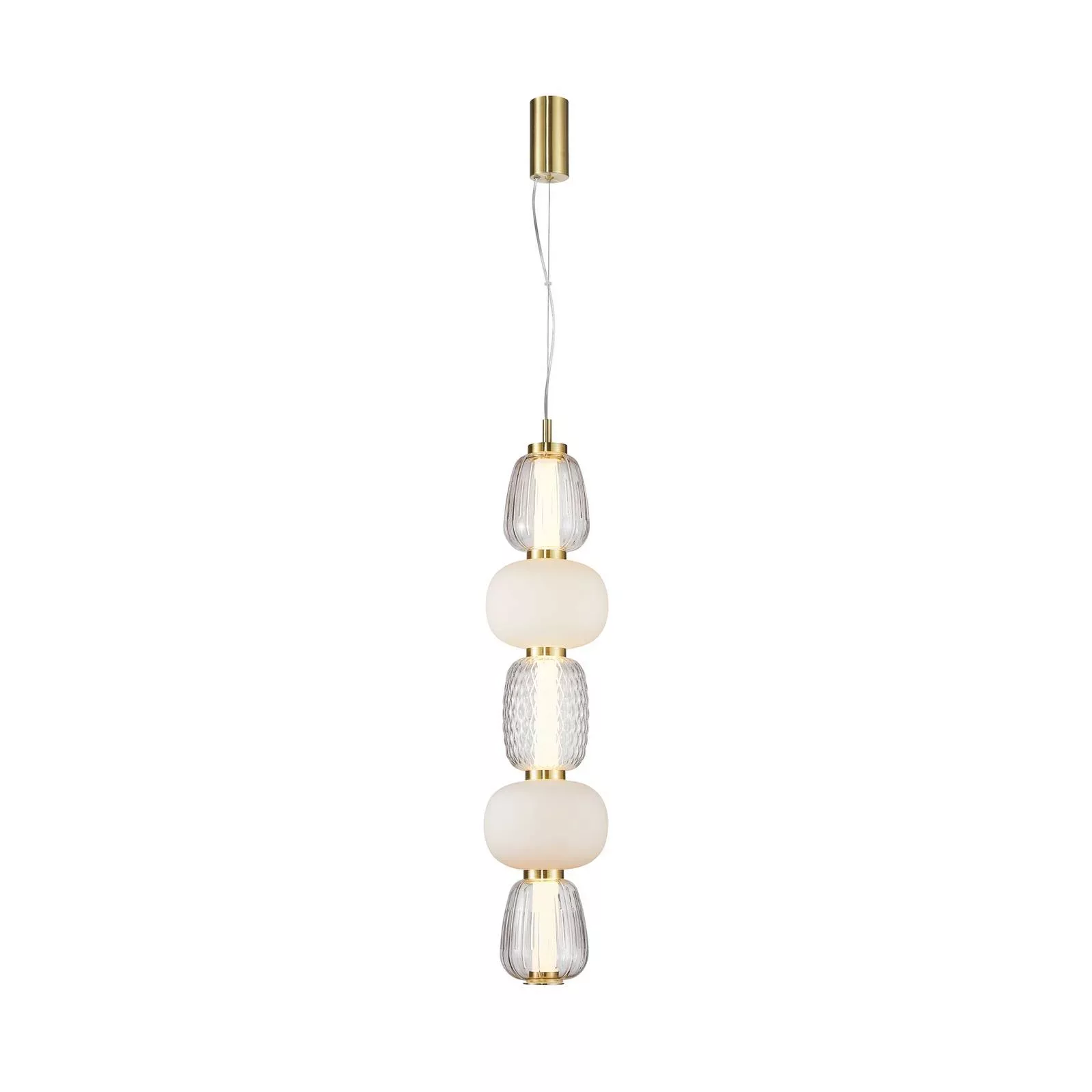 LOOM DESIGN LED-Hängelampe Pearl 5 amber/gold Glas Höhe 78cm günstig online kaufen