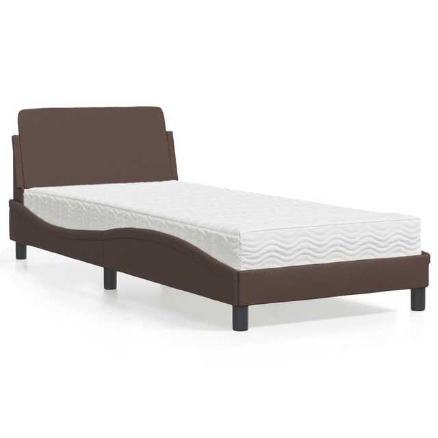 vidaXL Bett Bett mit Matratze Braun 90x200 cm Kunstleder günstig online kaufen